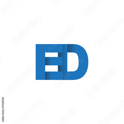 Initial letter logo ED, overlapping fold logo, blue color