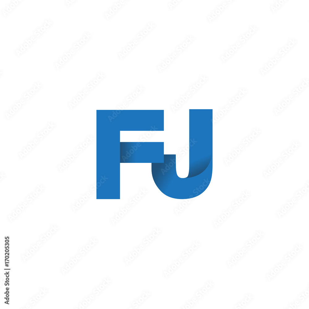 Initial letter logo FJ, overlapping fold logo, blue color Initial letter logo FJ, overlapping fold logo, blue color