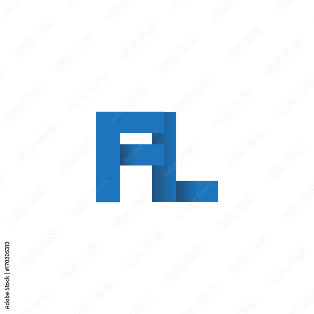 Initial letter logo FL, overlapping fold logo, blue color Initial letter logo FL, overlapping fold logo, blue color