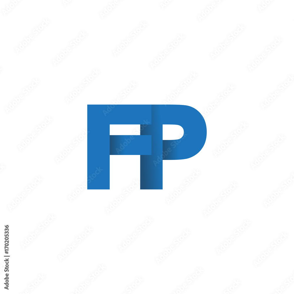 Initial letter logo FP, overlapping fold logo, blue color Initial letter logo FP, overlapping fold logo, blue color