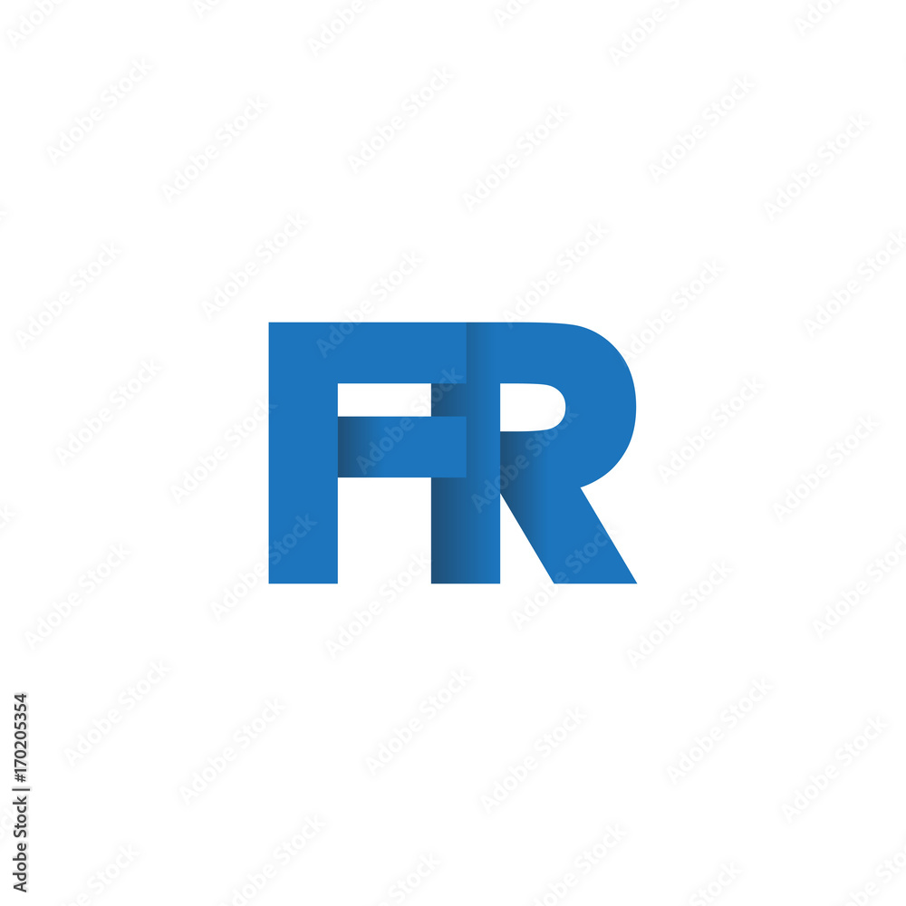 Initial letter logo FR, overlapping fold logo, blue color Initial letter logo FR, overlapping fold logo, blue color