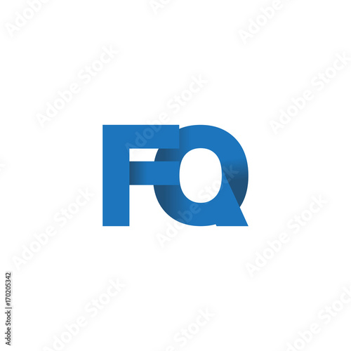Initial letter logo FQ, overlapping fold logo, blue color