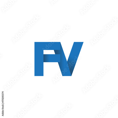 Free Download Initial letter logo FV, overlapping fold logo, blue color - GFXLoad