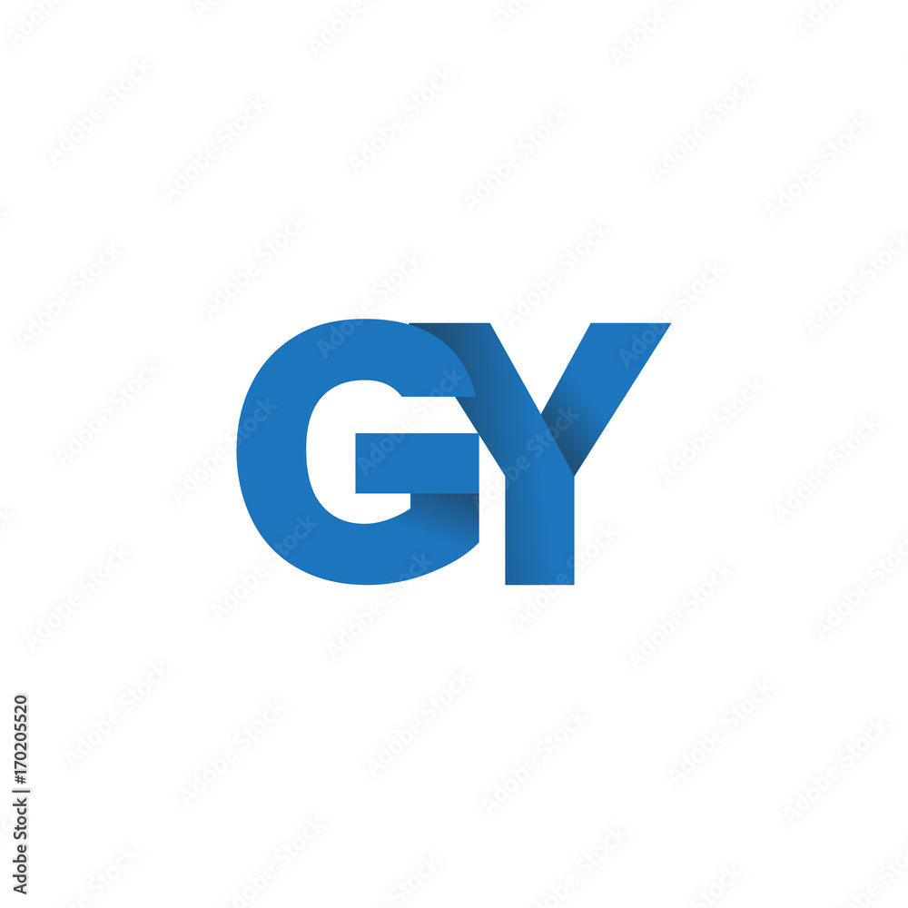 Initial letter logo GY, overlapping fold logo, blue color Initial letter logo GY, overlapping fold logo, blue color