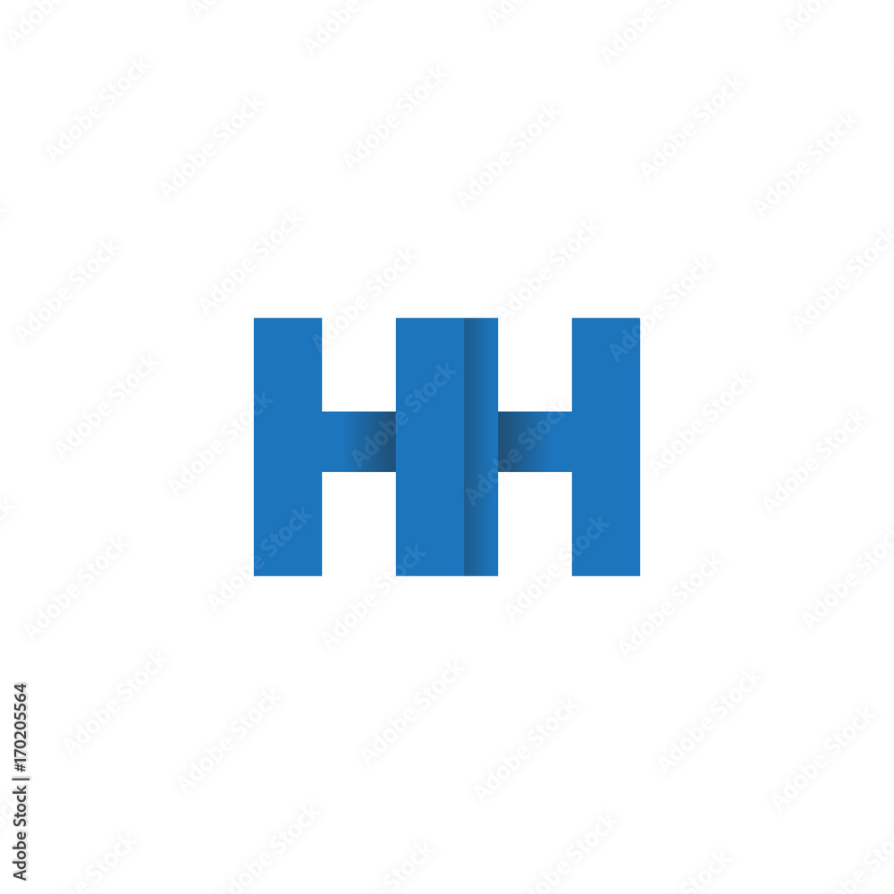 Initial letter logo HH, overlapping fold logo, blue color Initial letter logo HH, overlapping fold logo, blue color