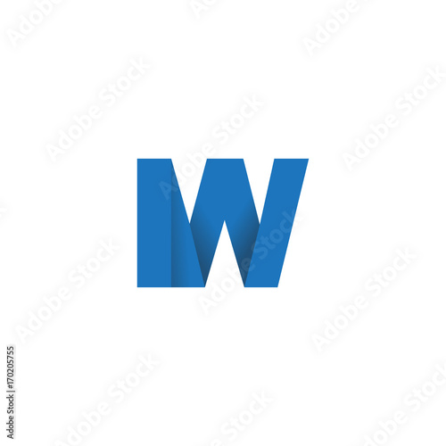 Initial letter logo IW, overlapping fold logo, blue color