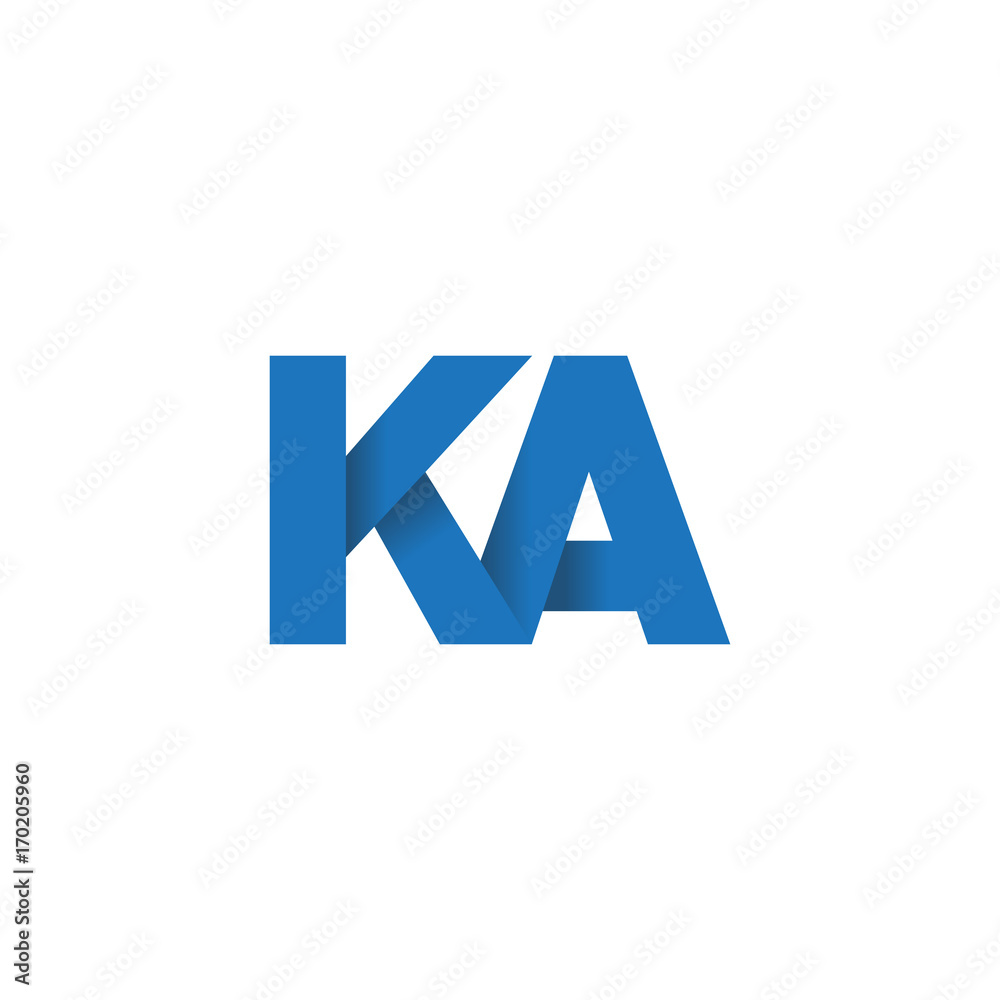 Initial letter logo KA, overlapping fold logo, blue color

 - obrazy, fototapety, plakaty 