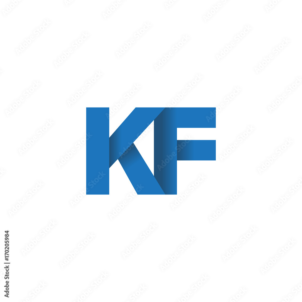 Initial letter logo KF, overlapping fold logo, blue color
Initial letter logo KF, overlapping fold logo, blue color