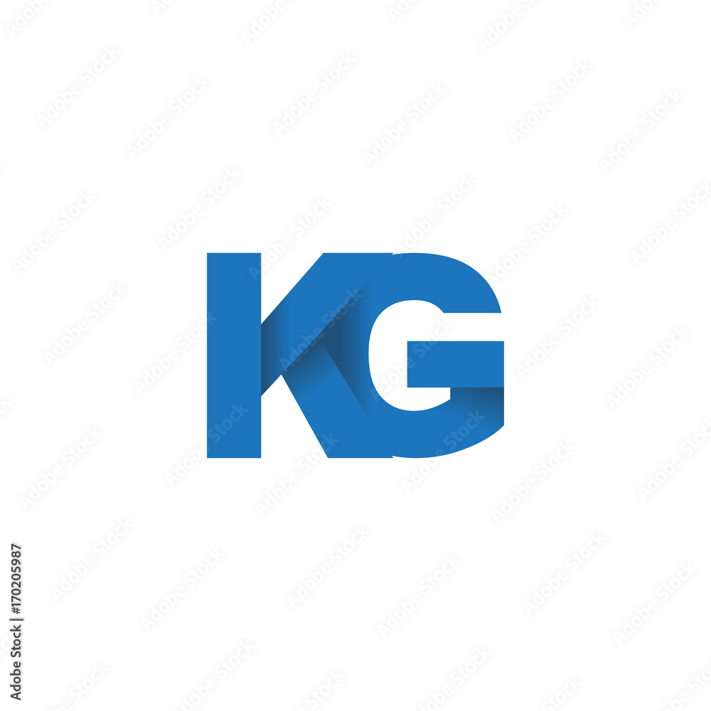Initial letter logo KG, overlapping fold logo, blue color
Initial letter logo KG, overlapping fold logo, blue color