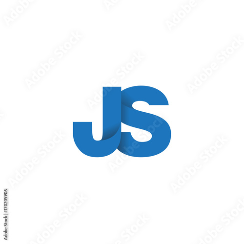 Initial letter logo JS, overlapping fold logo, blue color

