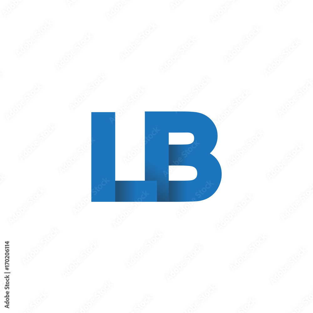 Initial letter logo LB, overlapping fold logo, blue color Initial letter logo LB, overlapping fold logo, blue color