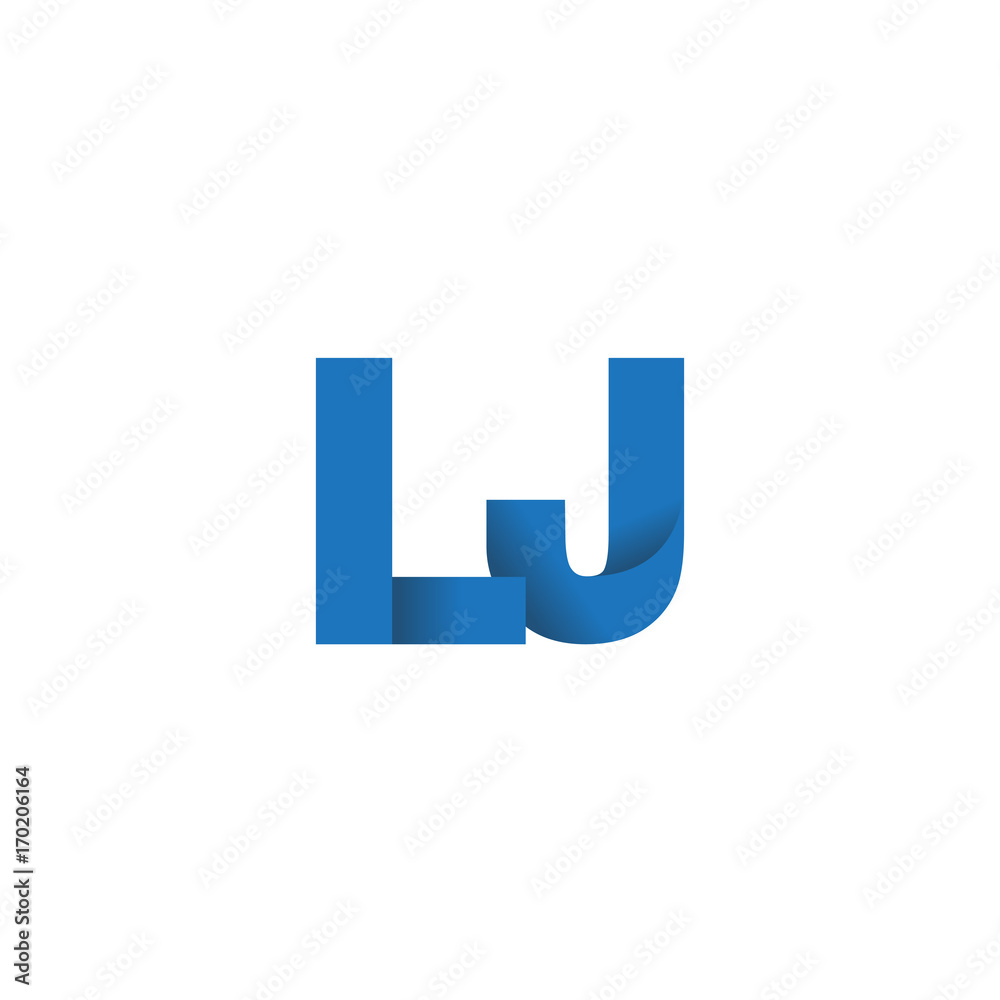 Initial letter logo LJ, overlapping fold logo, blue color Initial letter logo LJ, overlapping fold logo, blue color