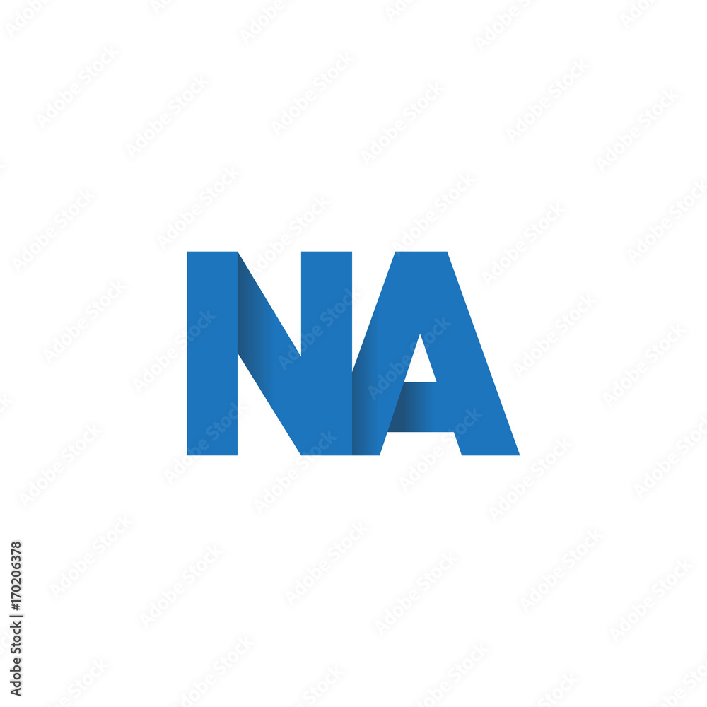 Initial letter logo NA, overlapping fold logo, blue color Initial letter logo NA, overlapping fold logo, blue color