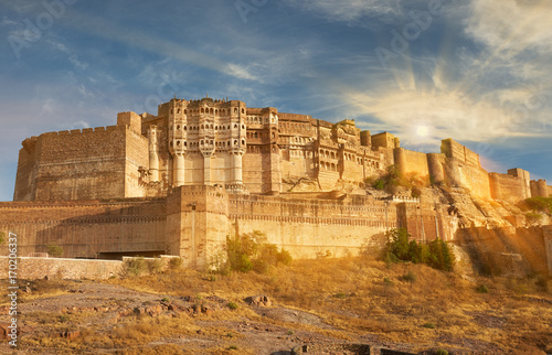 Mehrangarh Fort located in Jodhpur, India.