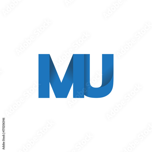 Initial letter logo MU, overlapping fold logo, blue color Free Download Initial letter logo MU, overlapping fold logo, blue color - GFXLoad