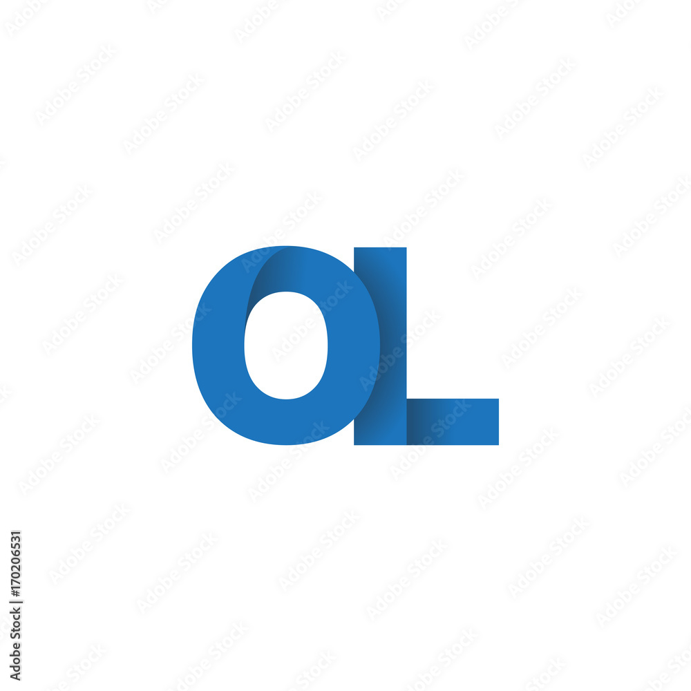 Initial letter logo OL, overlapping fold logo, blue color Initial letter logo OL, overlapping fold logo, blue color