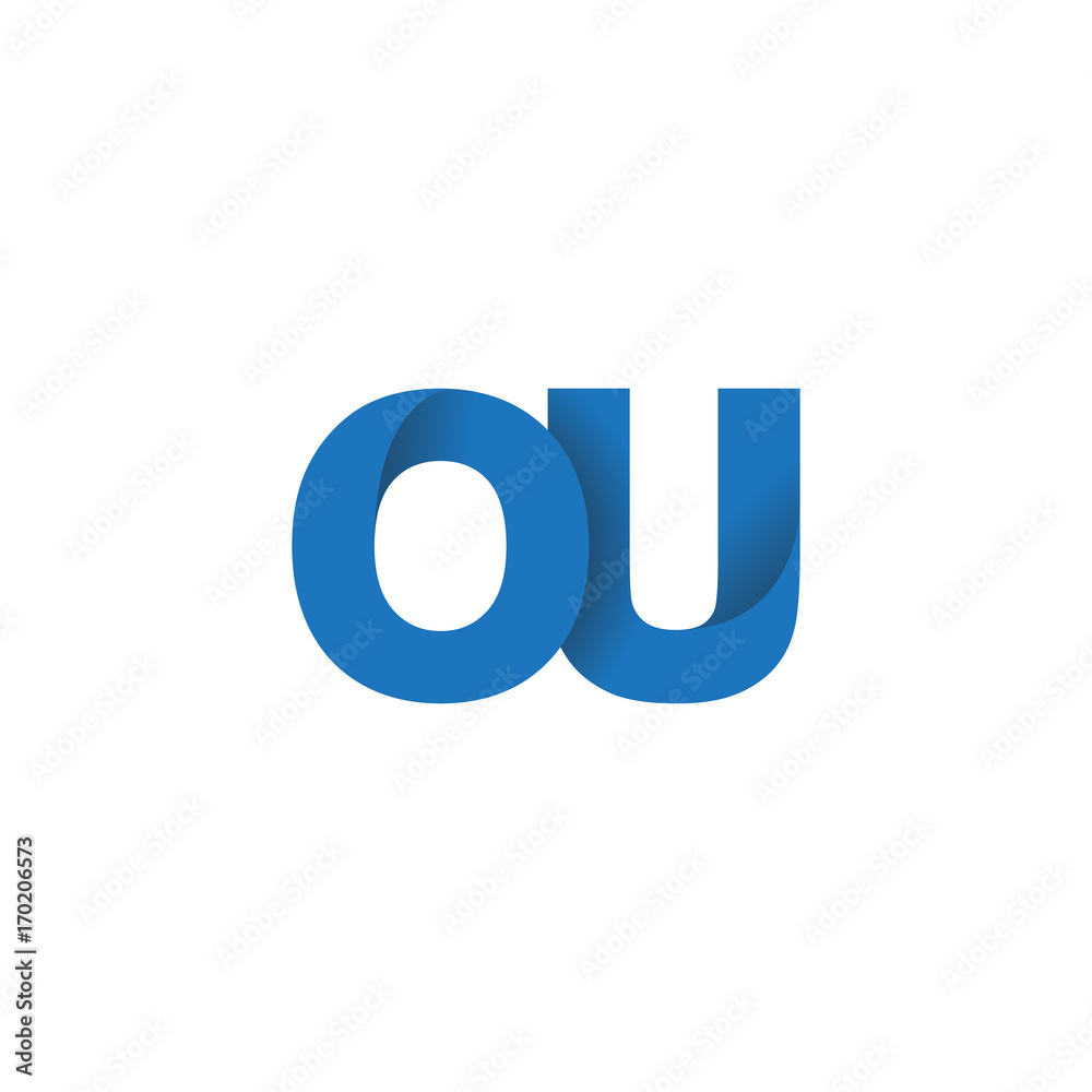Initial letter logo OU, overlapping fold logo, blue color
Initial letter logo OU, overlapping fold logo, blue color