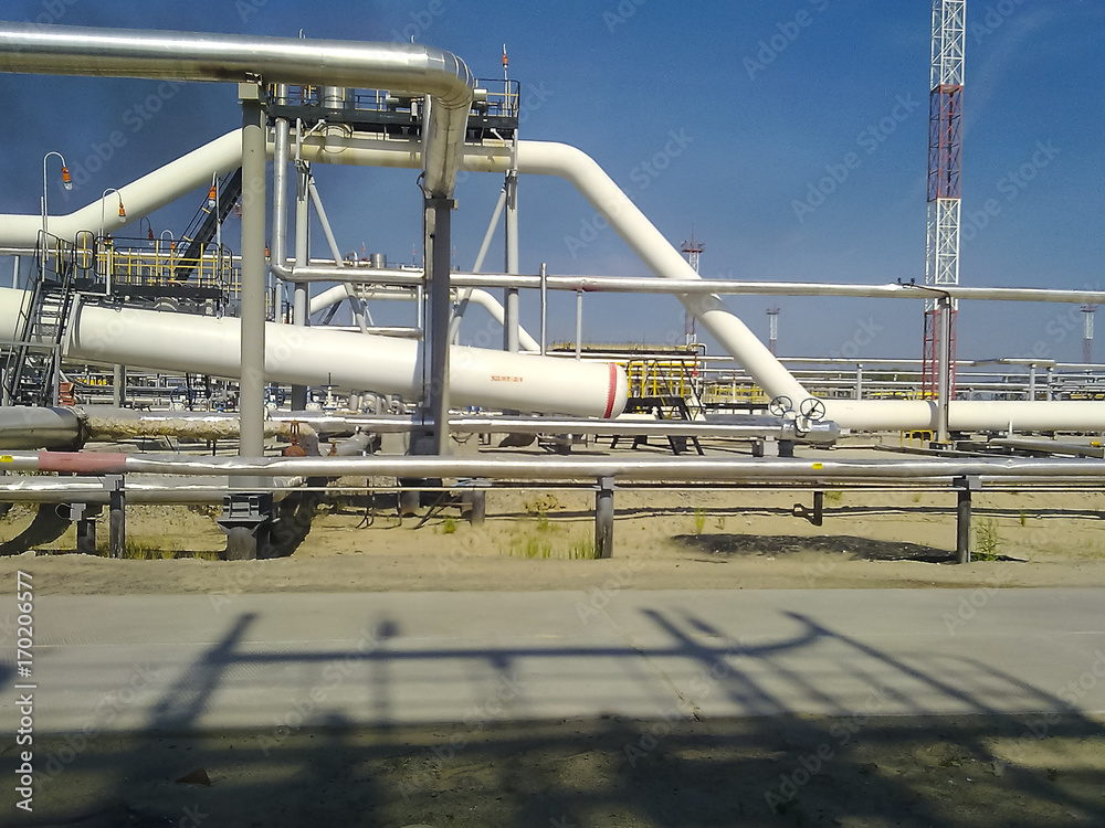 Fototapeta premium The end phase divider is tubular. Equipment for separating water from oil. Equipment oil fields of Western Siberia