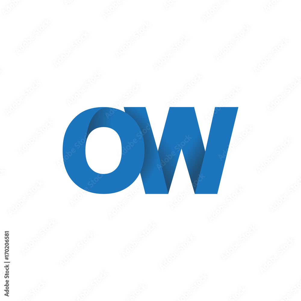Initial letter logo OW, overlapping fold logo, blue color
Initial letter logo OW, overlapping fold logo, blue color