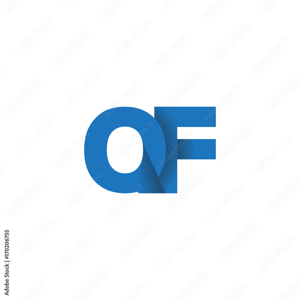 Initial letter logo QF, overlapping fold logo, blue color Initial letter logo QF, overlapping fold logo, blue color