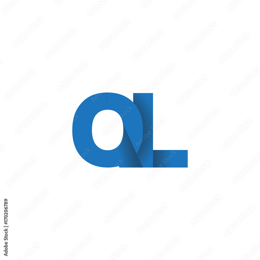 Initial letter logo QL, overlapping fold logo, blue color Initial letter logo QL, overlapping fold logo, blue color