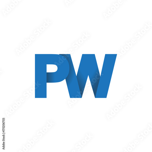 Free Download Initial letter logo PW, overlapping fold logo, blue color - GFXLoad