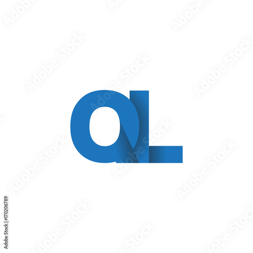 Initial letter logo QL, overlapping fold logo, blue color