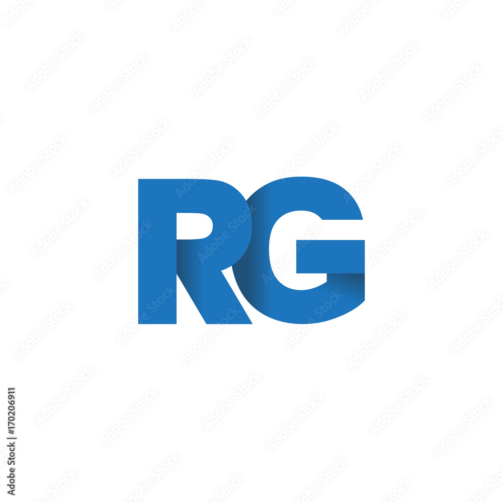 Initial letter logo RG, overlapping fold logo, blue color Initial letter logo RG, overlapping fold logo, blue color