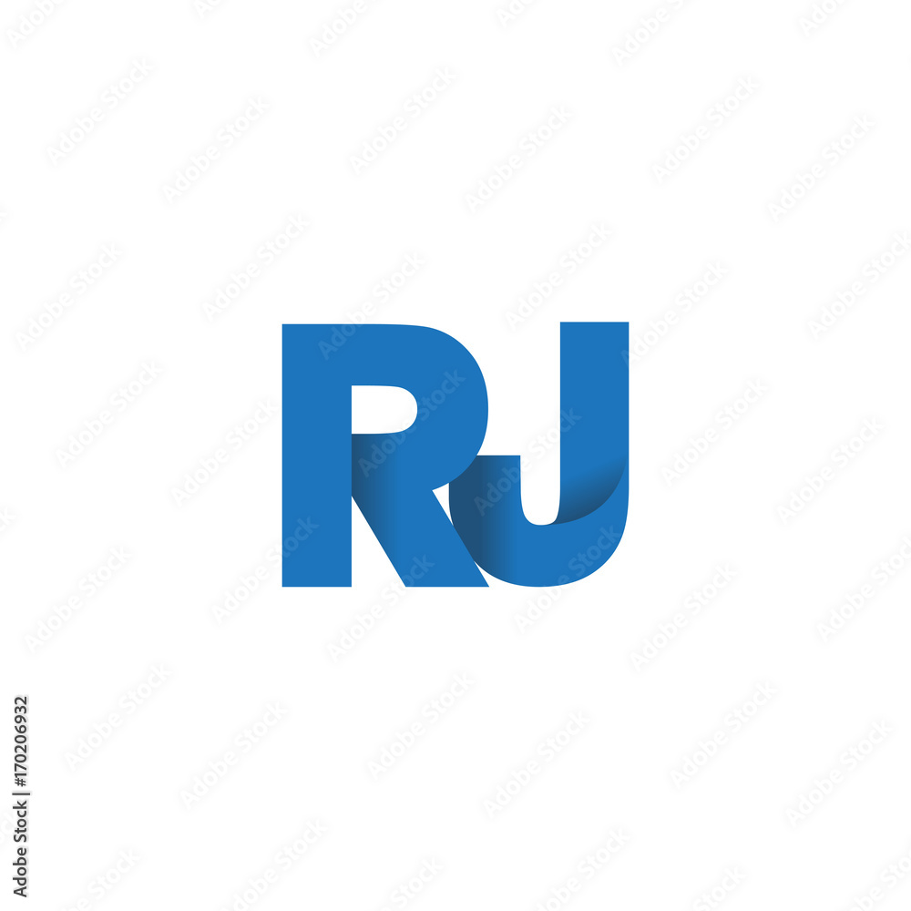 Initial letter logo RJ, overlapping fold logo, blue color Initial letter logo RJ, overlapping fold logo, blue color