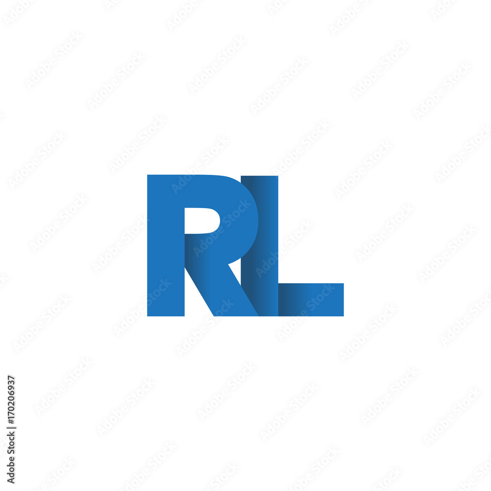 Initial letter logo RL, overlapping fold logo, blue color Initial letter logo RL, overlapping fold logo, blue color