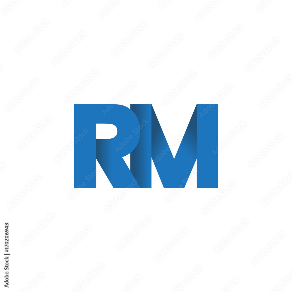 Initial letter logo RM, overlapping fold logo, blue color Initial letter logo RM, overlapping fold logo, blue color