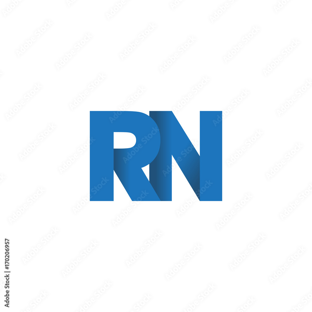 Initial letter logo RN, overlapping fold logo, blue color Initial letter logo RN, overlapping fold logo, blue color