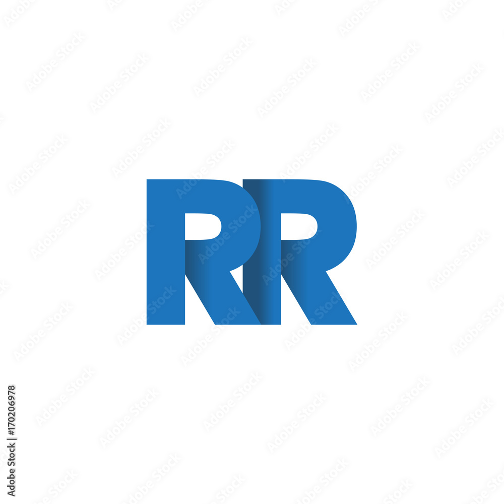 Initial letter logo RR, overlapping fold logo, blue color Initial letter logo RR, overlapping fold logo, blue color