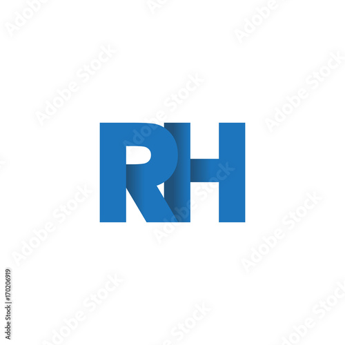 Initial letter logo RH, overlapping fold logo, blue color