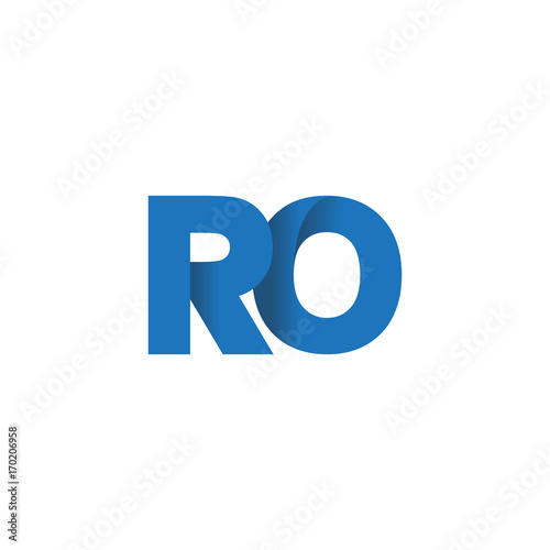 Initial letter logo RO, overlapping fold logo, blue color