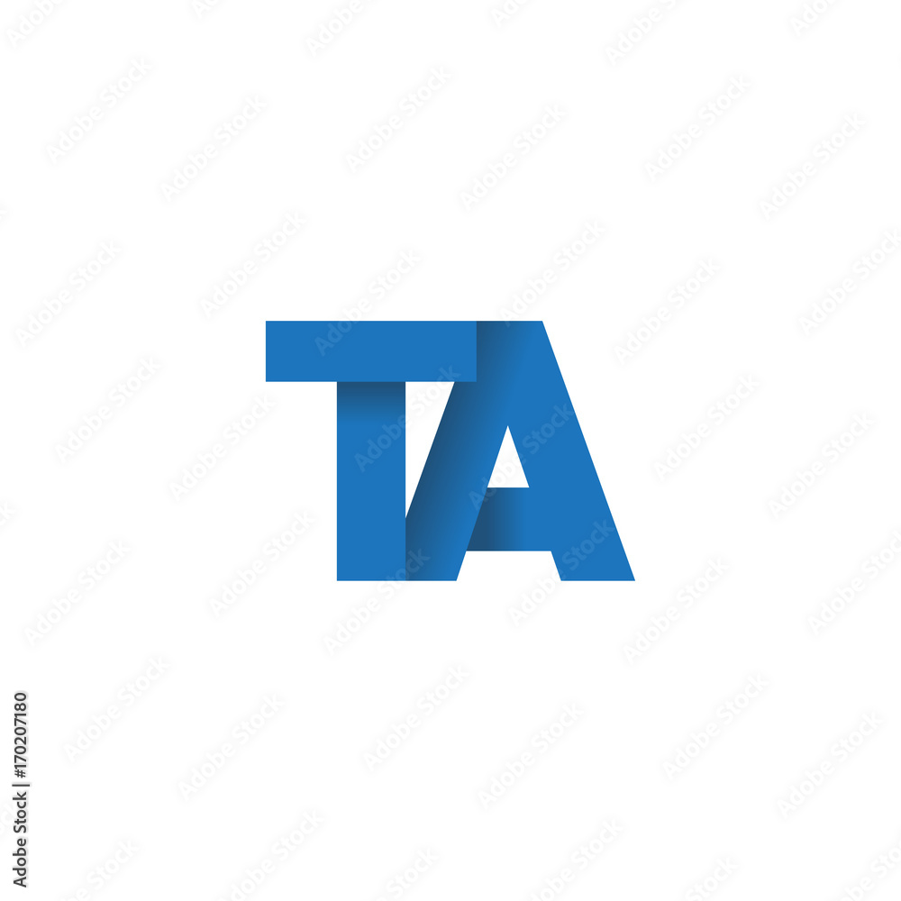 Initial letter logo TA, overlapping fold logo, blue color
Initial letter logo TA, overlapping fold logo, blue color