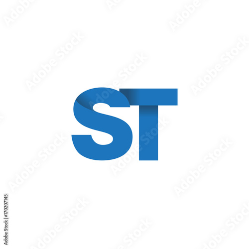 Initial letter logo ST, overlapping fold logo, blue color

