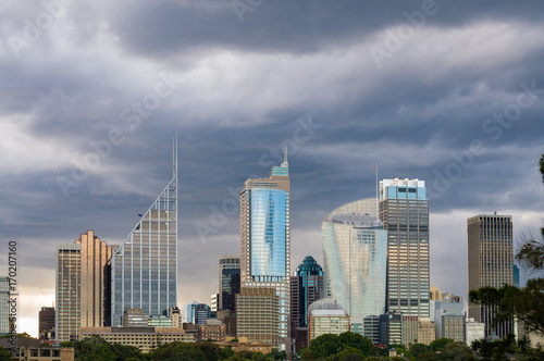 Modern cityscape view with clouds on the background