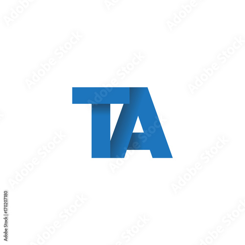 Initial letter logo TA, overlapping fold logo, blue color
