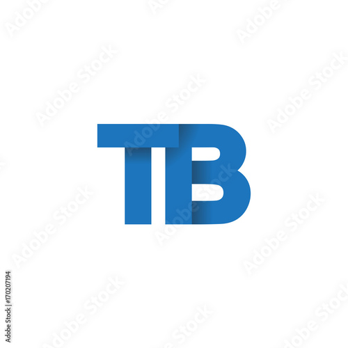 Initial letter logo TB, overlapping fold logo, blue color

