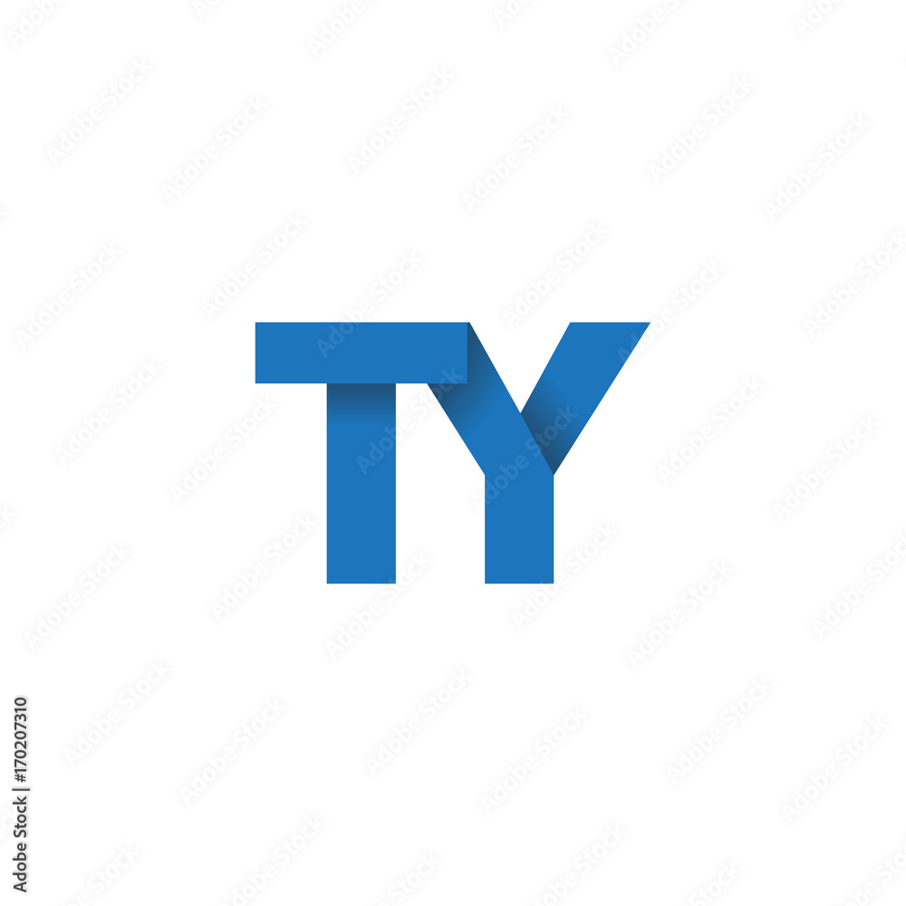 Initial letter logo TY, overlapping fold logo, blue color
Initial letter logo TY, overlapping fold logo, blue color