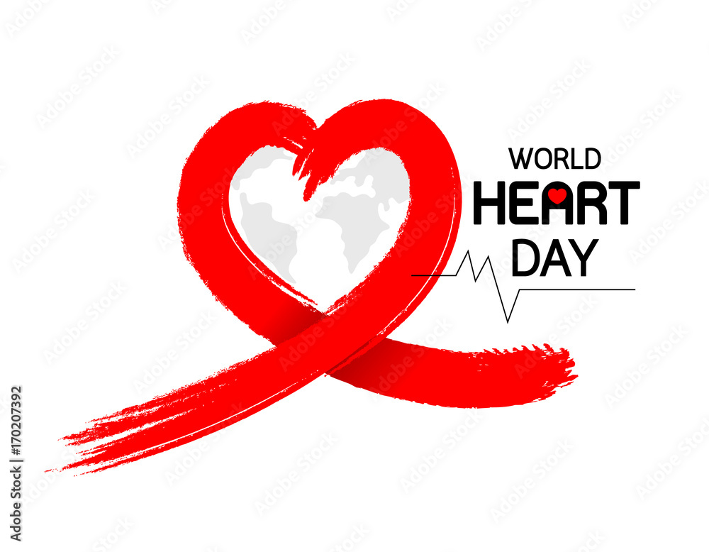 World Heart Day icon design. Brush style red heart. Health care concept. Illustration isolated on white background. World Heart Day icon design. Brush style red heart. Health care concept. Illustration isolated on white background.