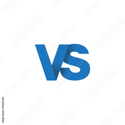 Initial letter logo VS, overlapping fold logo, blue color