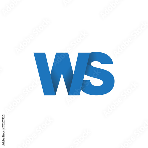 Initial letter logo WS, overlapping fold logo, blue color