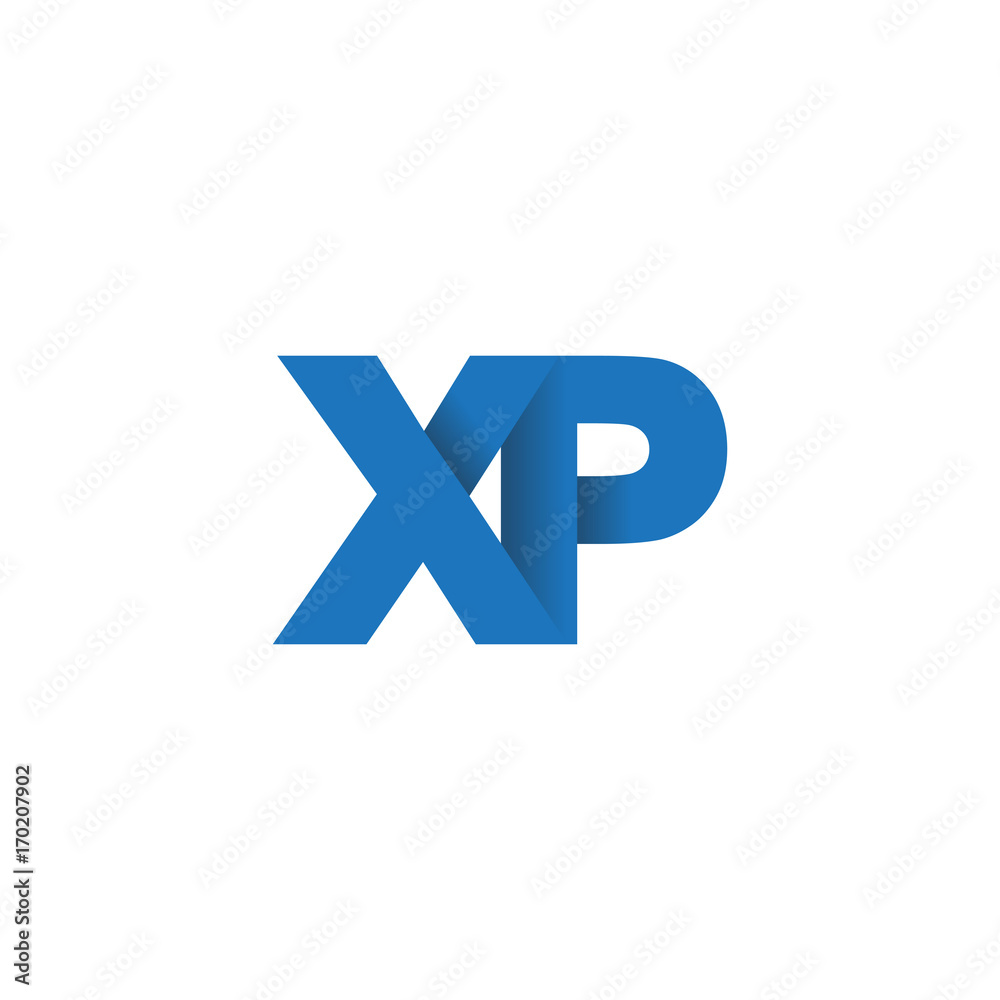 Initial letter logo XP, overlapping fold logo, blue color Initial letter logo XP, overlapping fold logo, blue color