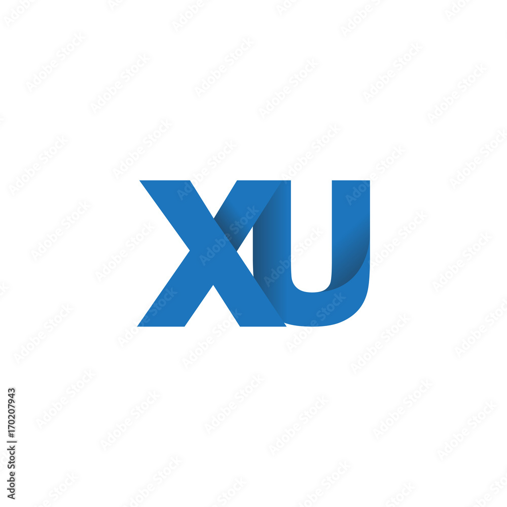 Initial letter logo XU, overlapping fold logo, blue color Initial letter logo XU, overlapping fold logo, blue color