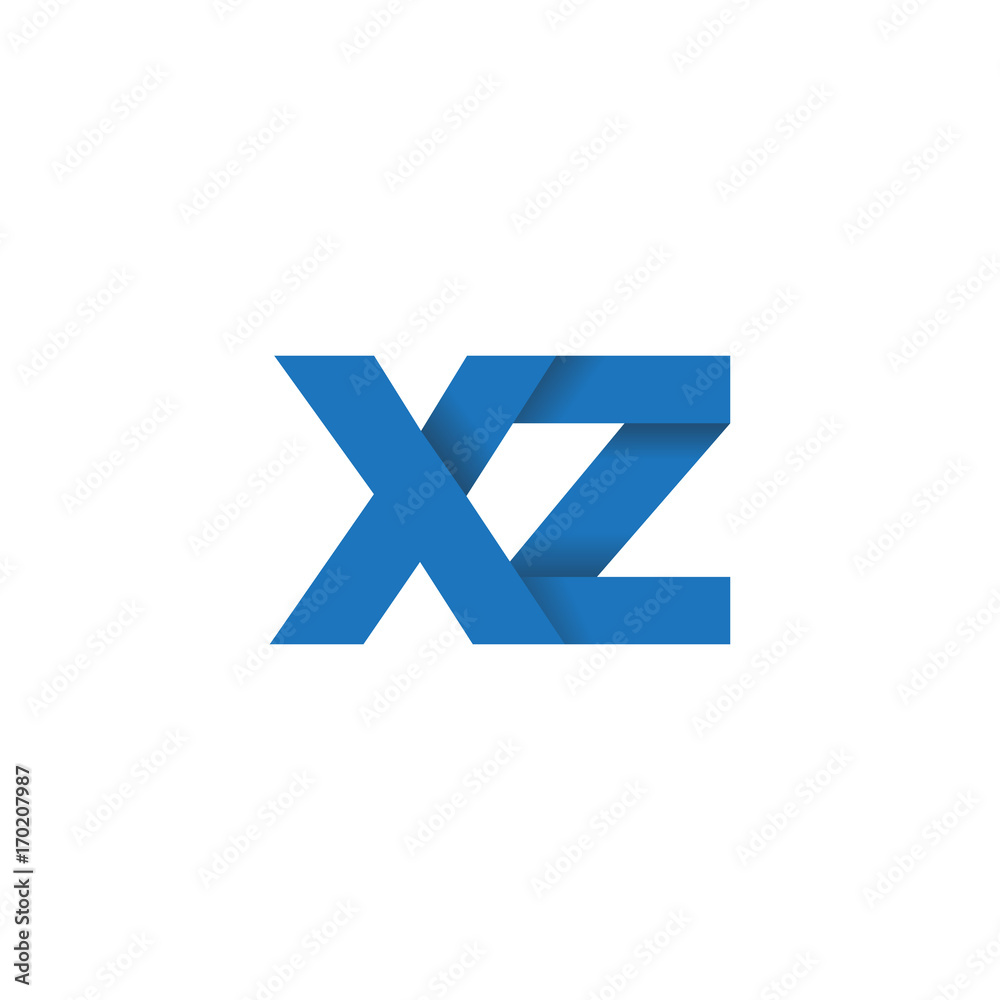 Initial letter logo XZ, overlapping fold logo, blue color Initial letter logo XZ, overlapping fold logo, blue color