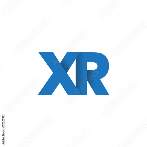 Initial letter logo XR, overlapping fold logo, blue color