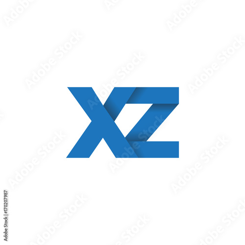 Initial letter logo XZ, overlapping fold logo, blue color