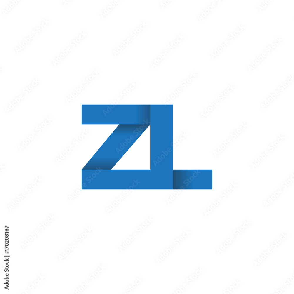 Initial letter logo ZL, overlapping fold logo, blue color Initial letter logo ZL, overlapping fold logo, blue color